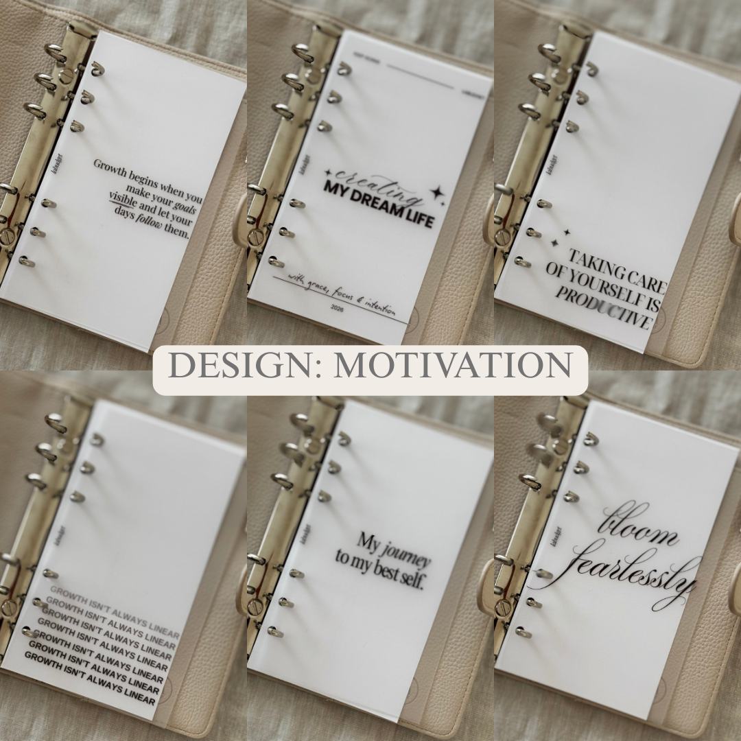 A6 Dashboards – PVC Frosted Titelblätter (6er-Set)