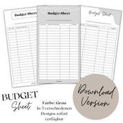 Budget Sheet - Download Version