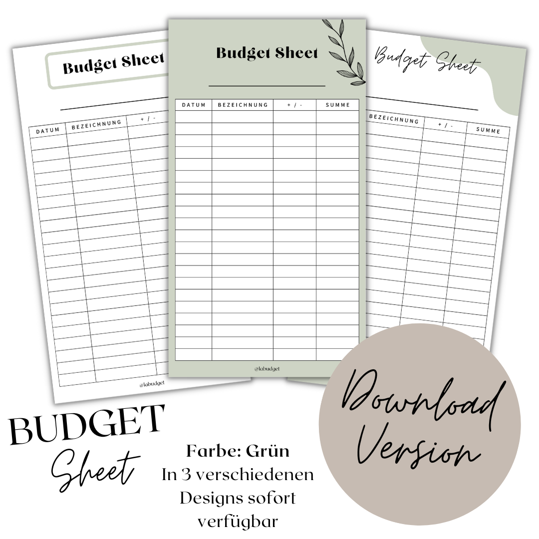 Budget Sheet - Download Version
