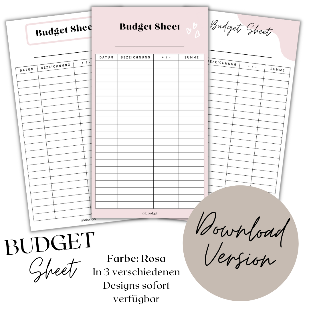 Budget Sheet - Download Version