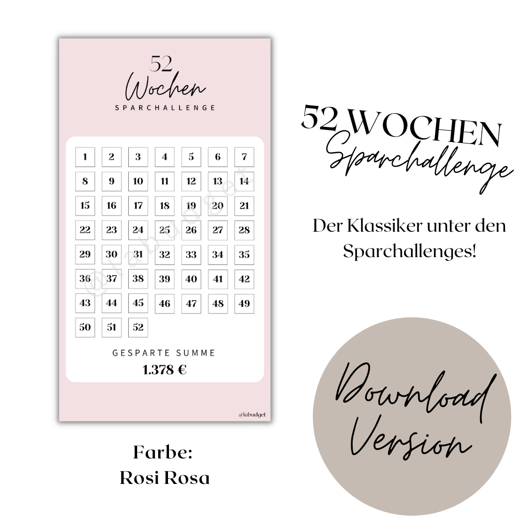 52 Wochen Sparchallenge - Download Version – labudget